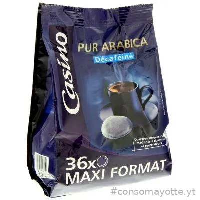 Café 36 dosettes souples pur Arabica décaféiné Casino