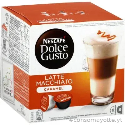 Café 8 capsules Latte Macchiato saveur caramel Dolce Gusto Nescafé
