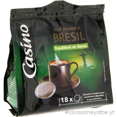Café 18 dosettes souples pur arabica du Brésil Casino
